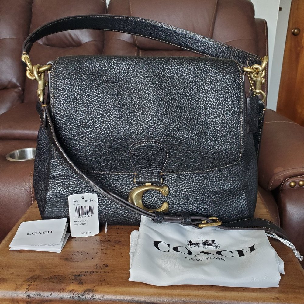 Coach Black Leather Shoulder Crossbody Handbag 3954 EUC